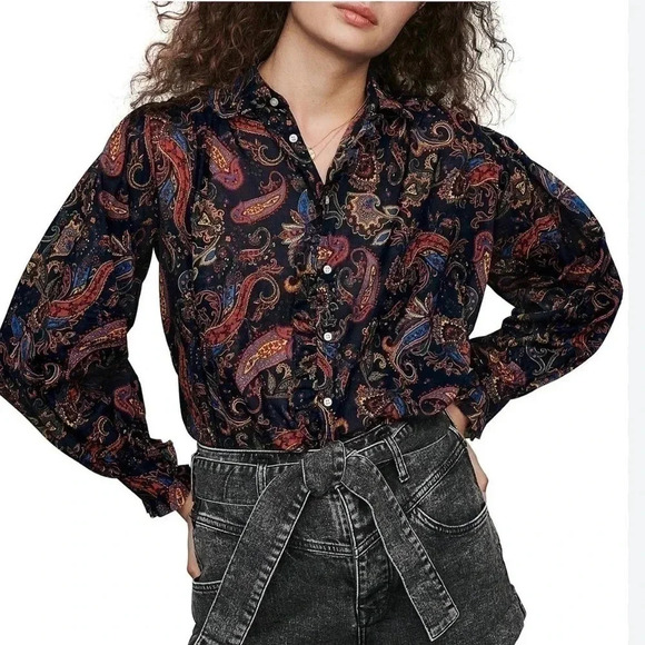 Maje Calista Button Down Paisley Top- Size 0; Like New Condition ( Never Worn) - Picture 9 of 13